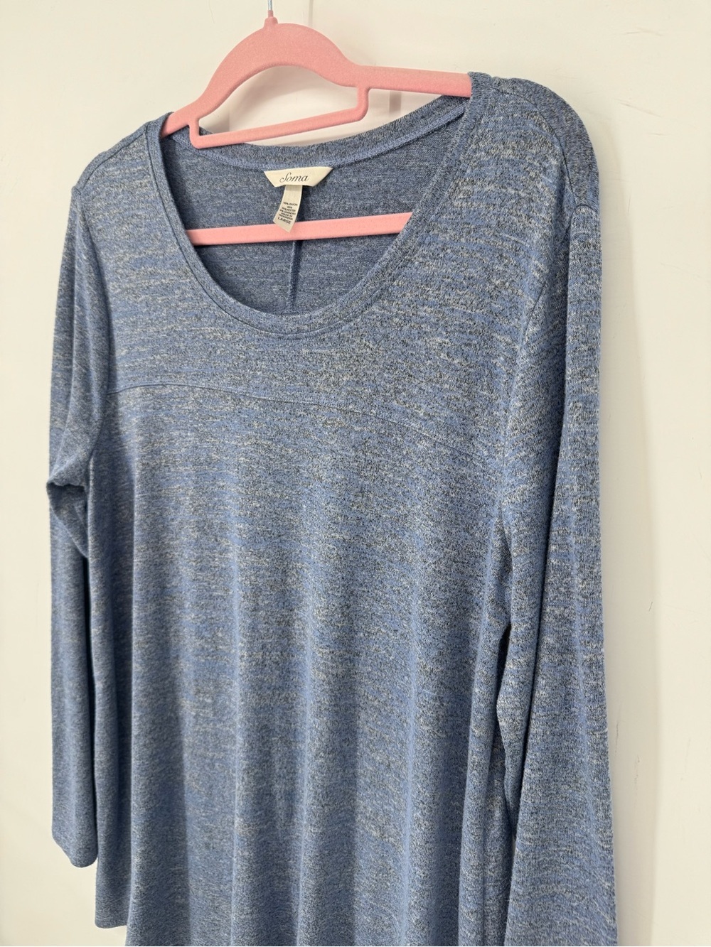 Soma Soft Blue Long Sleeve Lounge Top Relaxed Cozy Casual Everyday Size Large - Picture 3 of 6